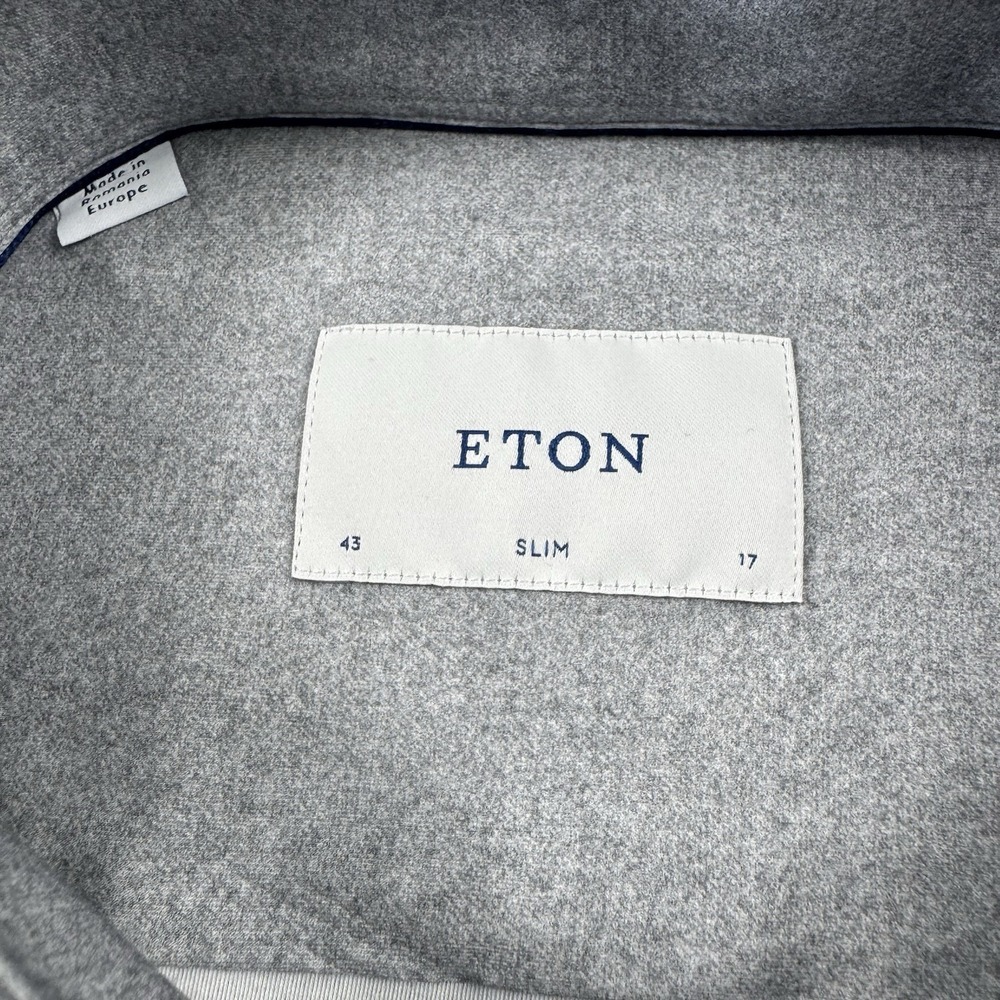 ETON Curent Slim Fit Cotton Stretch Button Front‎ Size 17/43 NWT - Picture 4 of 7